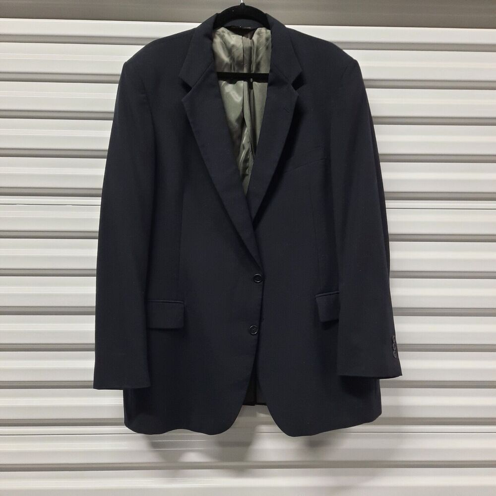 Vintage Johnny Carson Sport Coat Mens 44L Blue Navy Suit Blazer Jacket